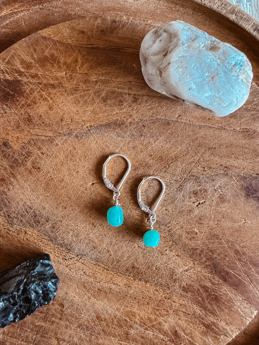Amazonite Earrings – Sterling Silver Lever Back Gemstone Jewelry