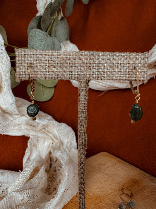 Ocean Jasper Earrings – 14k Gold Filled Lever Back Gemstone Jewelry