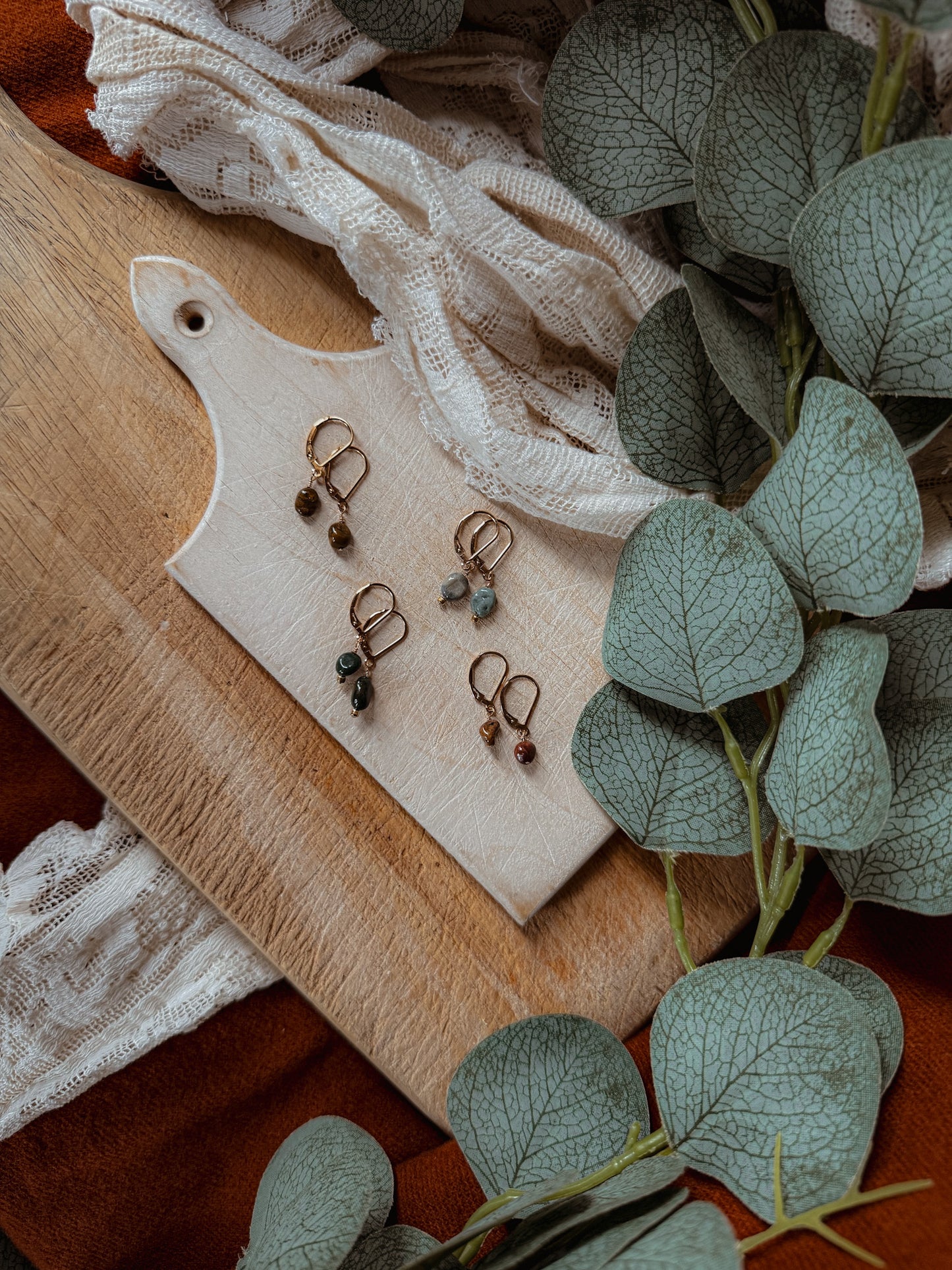 Ocean Jasper Earrings – 14k Gold Filled Lever Back Gemstone Jewelry