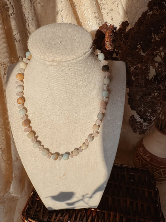 Amazonite Rose Quartz Necklace