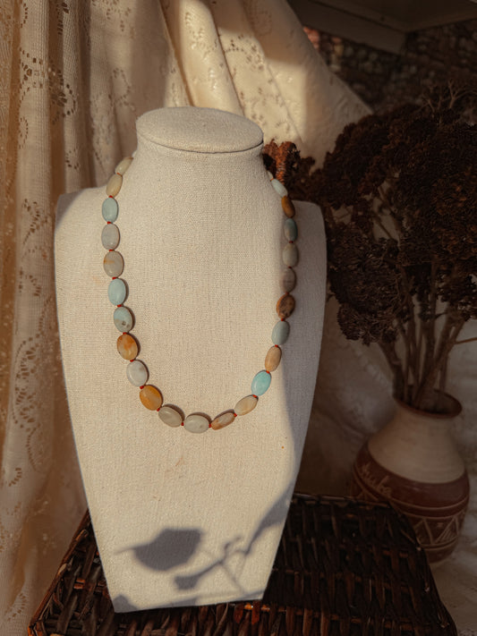 Amazonite Matte Oval Necklace